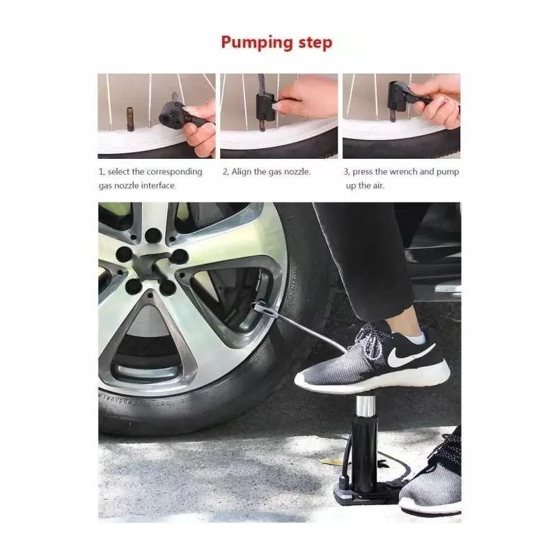 Compatible & Super Easy Portable High Pressure Foot Air Pump For Cycle, Motorcycle, Scooty & Car @ Just Rs. 599/-